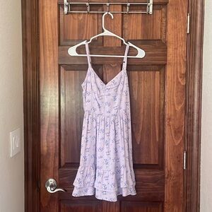 Purple floral open back dress